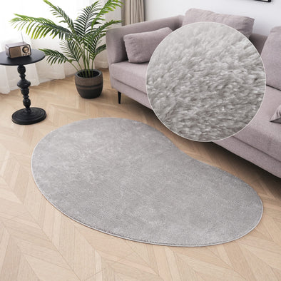 Covor pufos Cali Bean gri din microfibra 110x170 cm - LunaHome.ro