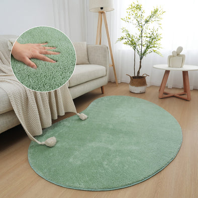 Covor pufos Cali Bean verde din microfibra 110x170 cm