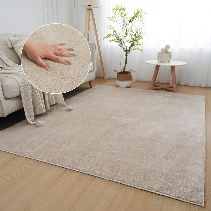 Covor traversa pufos Cali crem din microfibra 80x150 cm - LunaHome.ro