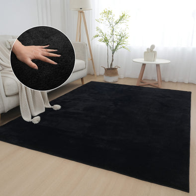Covor traversa pufos Cali negru din microfibra 40x60 cm - LunaHome.ro