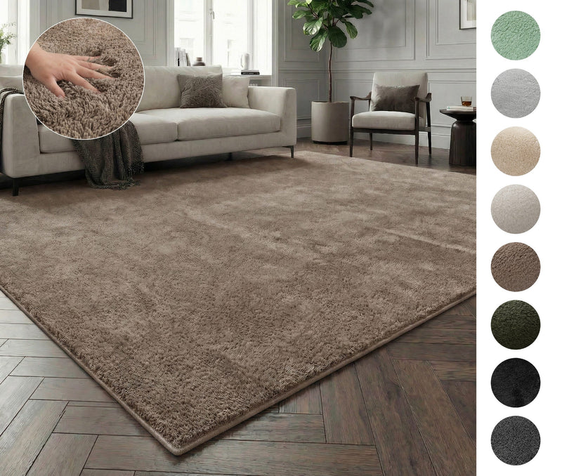 Covor pufos Cali Premium taupe din microfibra 120x180 cm