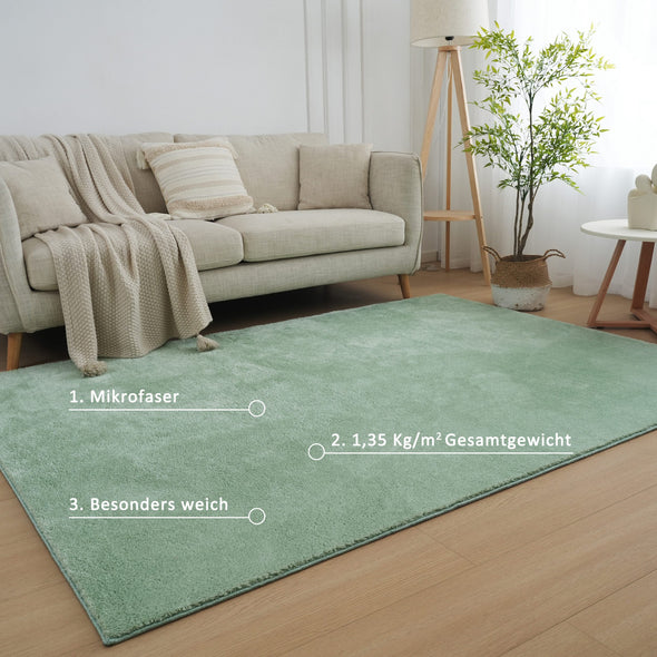 Covor pufos Cali verde din microfibra 180x230 cm - LunaHome.ro