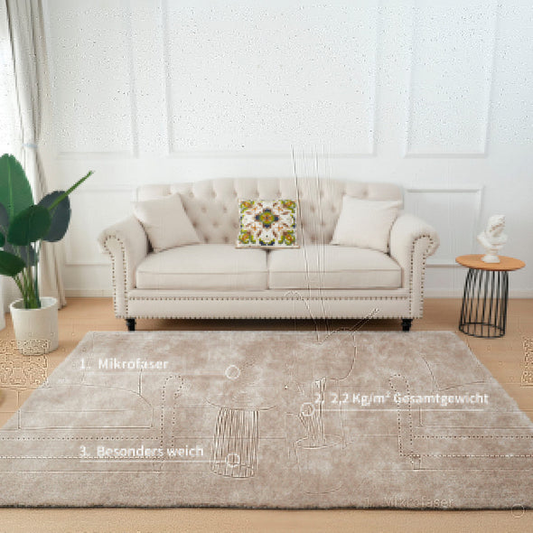 Covor pufos DanaLight bej din microfibra 120x170 cm - LunaHome.ro