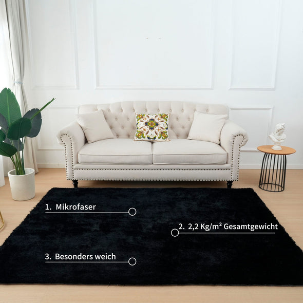 Covor pufos DanaLight negru din microfibra 120x170 cm - LunaHome.ro