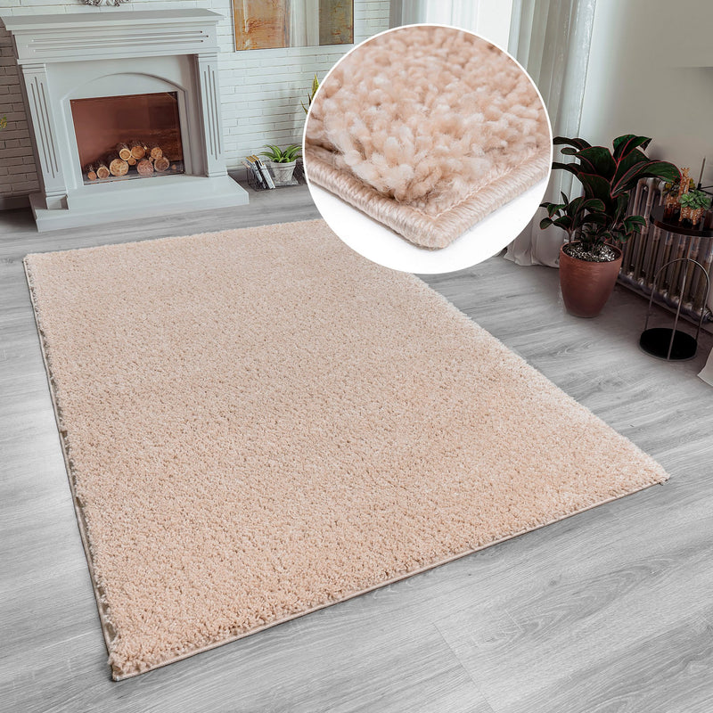 Covor pufos »Shaggy 30« nisip, potrivit pentru podele incalzite, 200x200cm - LunaHome.ro