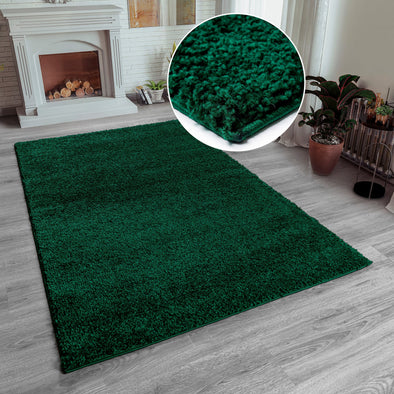 Covor pufos »Shaggy 30« verde, potrivit pentru podele incalzite 70x140 cm - LunaHome.ro
