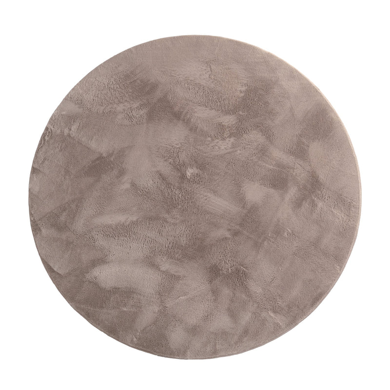 Covor pufos rotund Soft cu aspect de blana taupe 120 cm - LunaHome.ro