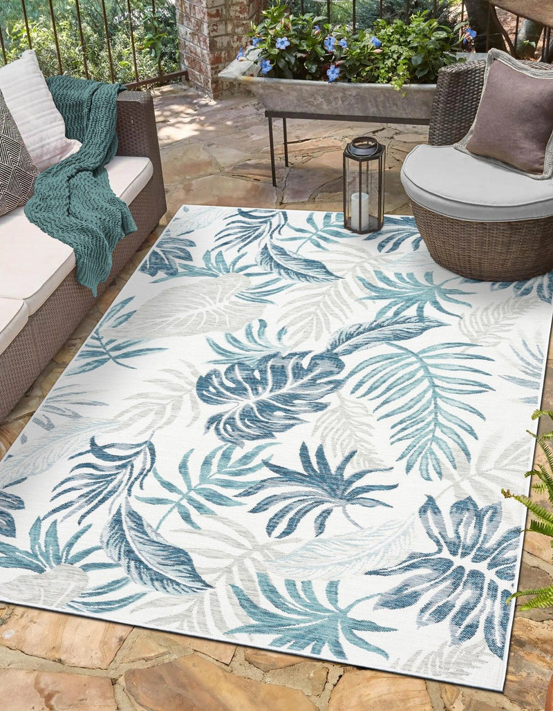 Covor reversibil de interior si exterior Reef albastru gri 100x160 cm