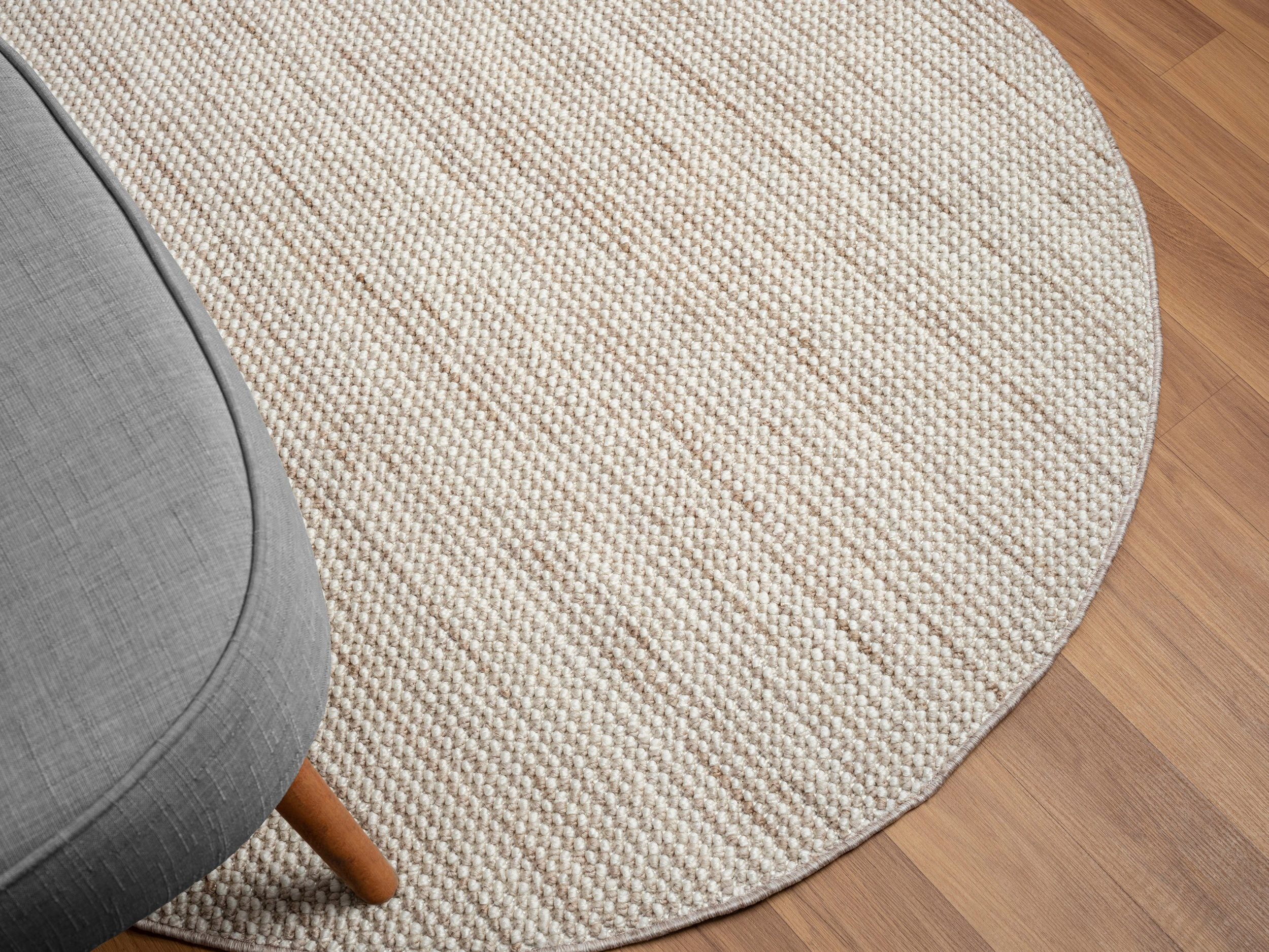 Covor rotund Ava cu aspect de sisal, bej-alb, 120 cm diametru | LunaHome.ro