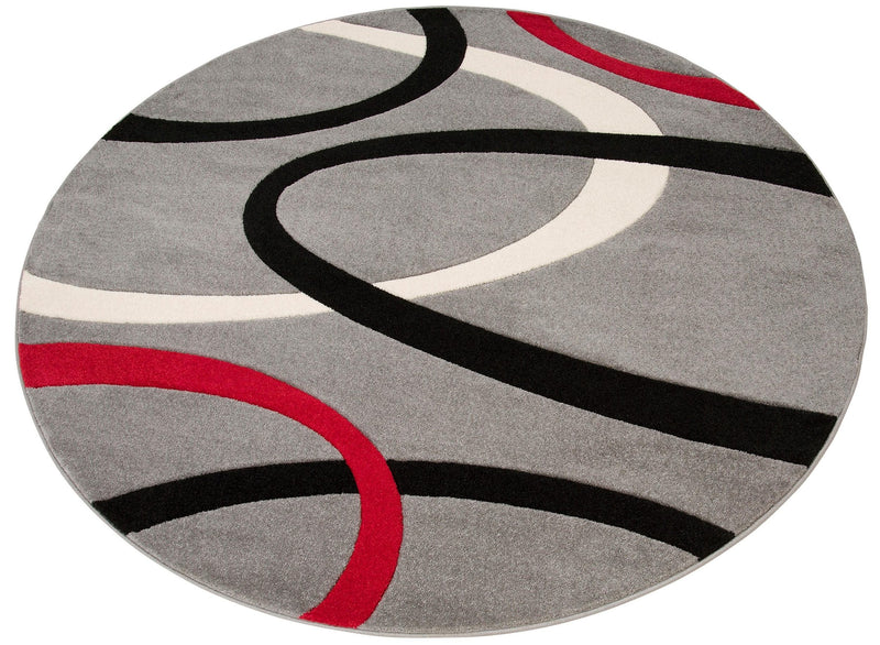 Covor rotund Bill cu model geometric 3D gri 190 cm - LunaHome.ro