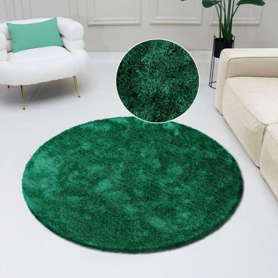 Covor rotund Dana foarte moale si pufos, verde intens 140 cm - LunaHome.ro