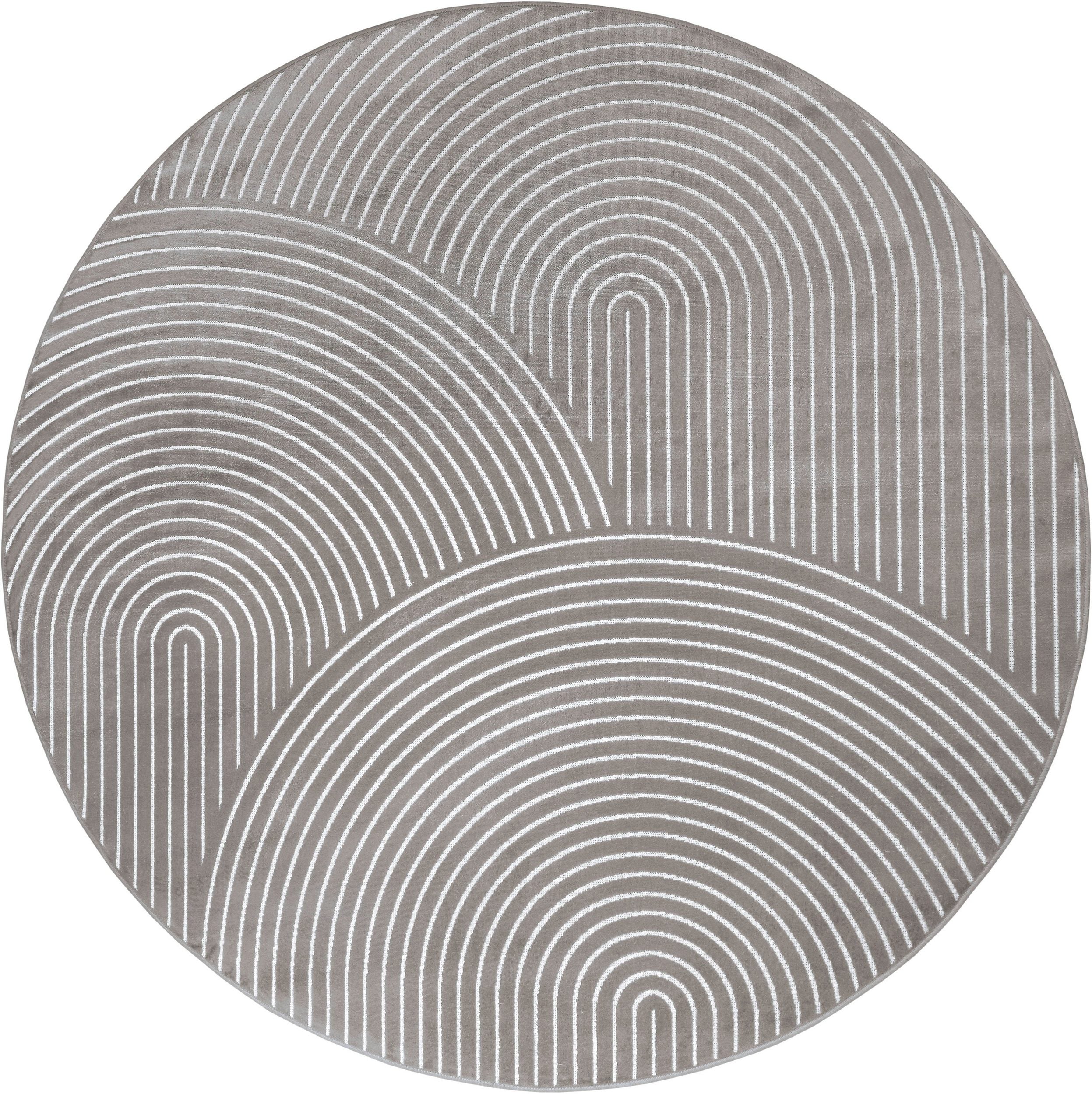Rotupd Covor rotund subtire Faron din bumbac, design scandinav gri, 160 cm