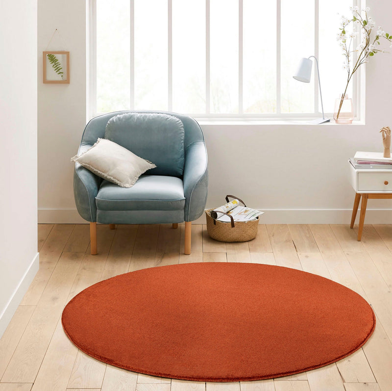 Covor rotund Granada culoare cupru cu fire scurte, 120 cm - LunaHome.ro