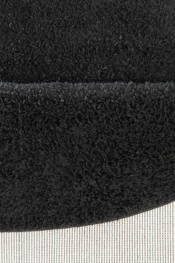 Covor rotund Micro Soft Ideal extra-pufos negru, 140 cm - LunaHome.ro