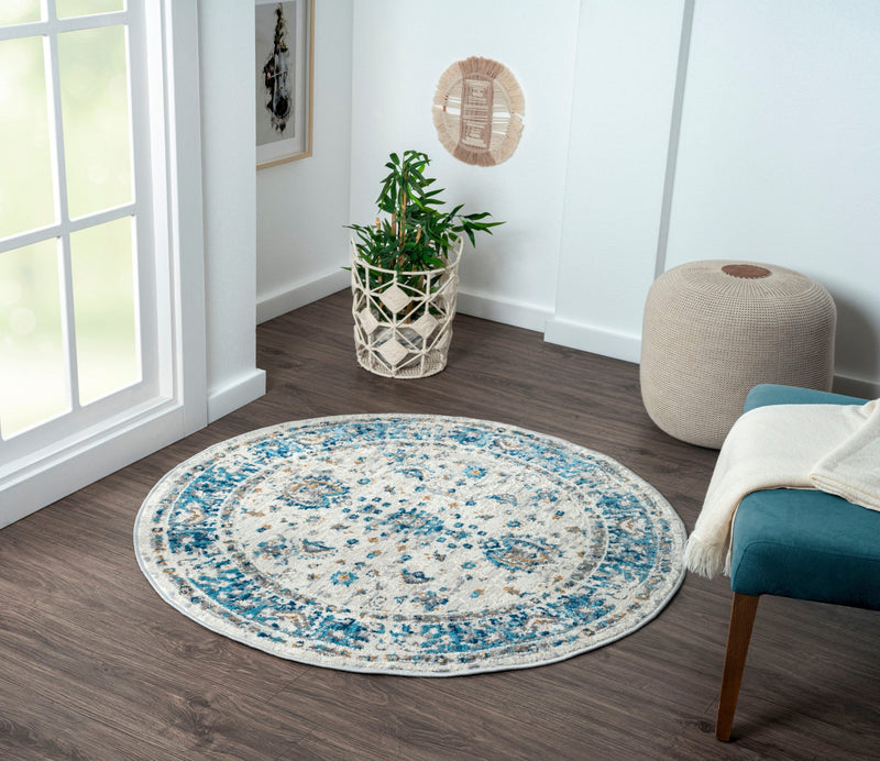 Covor rotund MyHeriz cu design modern, model 3D 120 cm diametru - LunaHome.ro