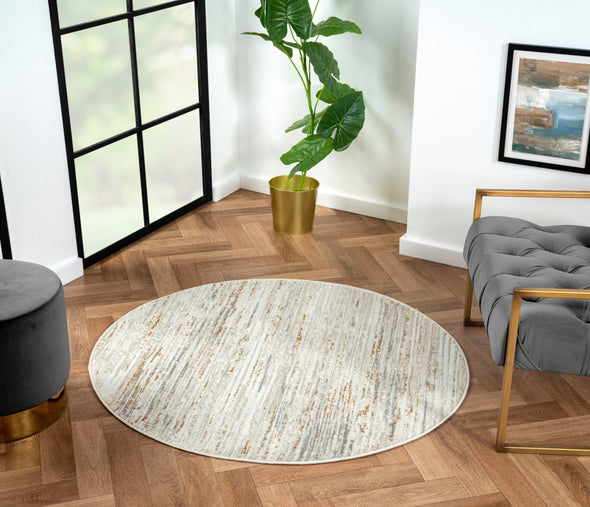 Covor rotund MyPassion moale si pufos crem, 120 cm diametru - LunaHome.ro