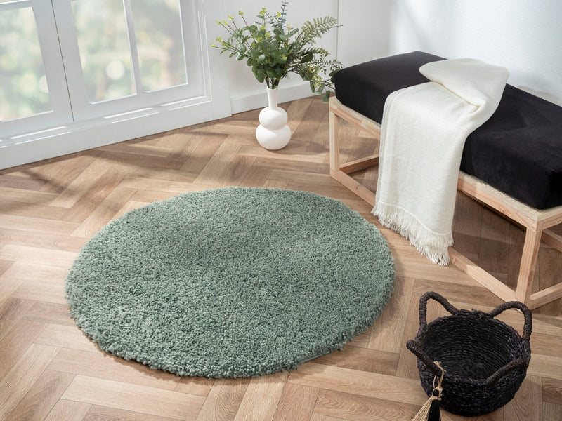 Covor rotund MyShaggy foarte moale si pufos verde 100 cm - LunaHome.ro