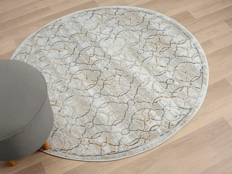 Covor rotund Myfloor moale si pufos crem, 120 cm diametru - LunaHome.ro