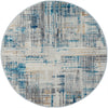 Covor rotund Niamh albastru cu fire scurte design modern 120 cm - LunaHome.ro