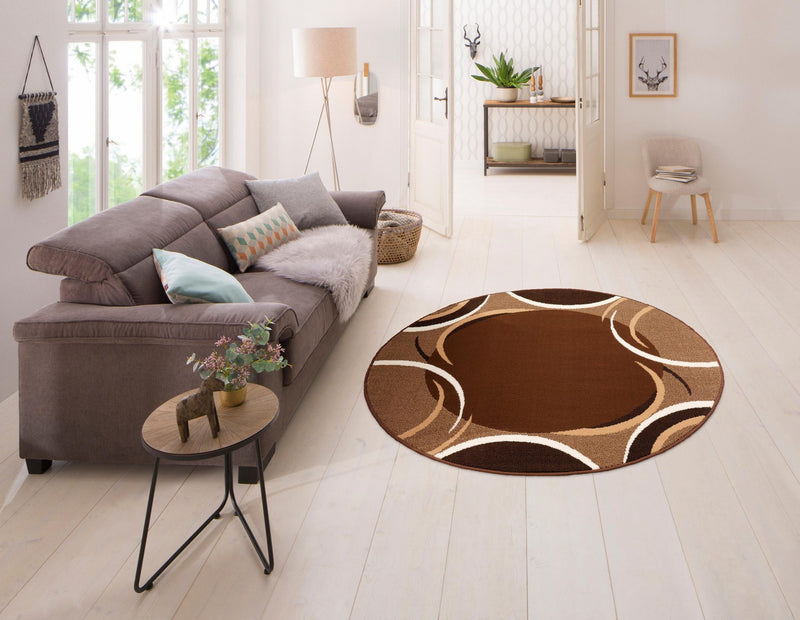 Covor rotund Noah My Home, cu fire scurte maro, 190 cm - LunaHome.ro