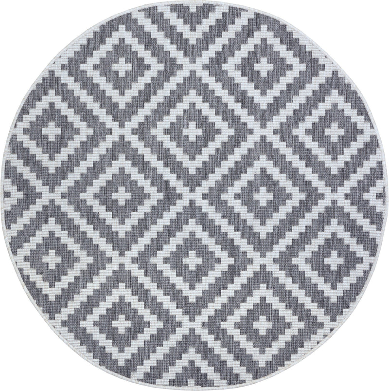Covor rotund Ronda reversibil, potrivit si pentru exterior, gri 140 cm - LunaHome.ro