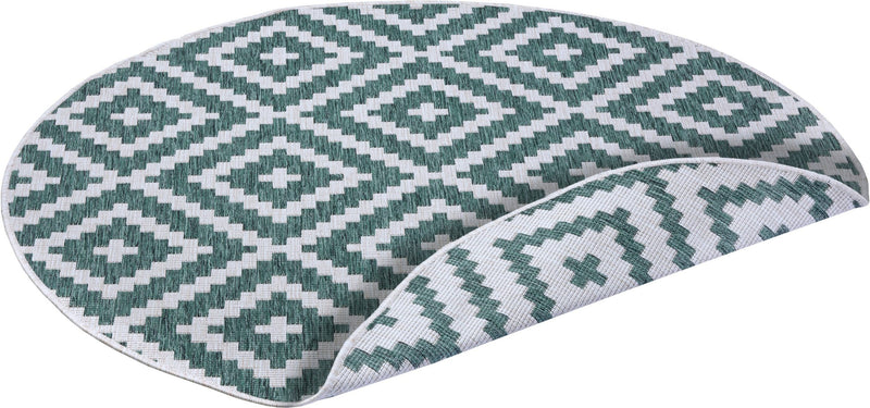 Covor rotund Ronda verde reversibil, potrivit si pentru exterior 200 cm - LunaHome.ro