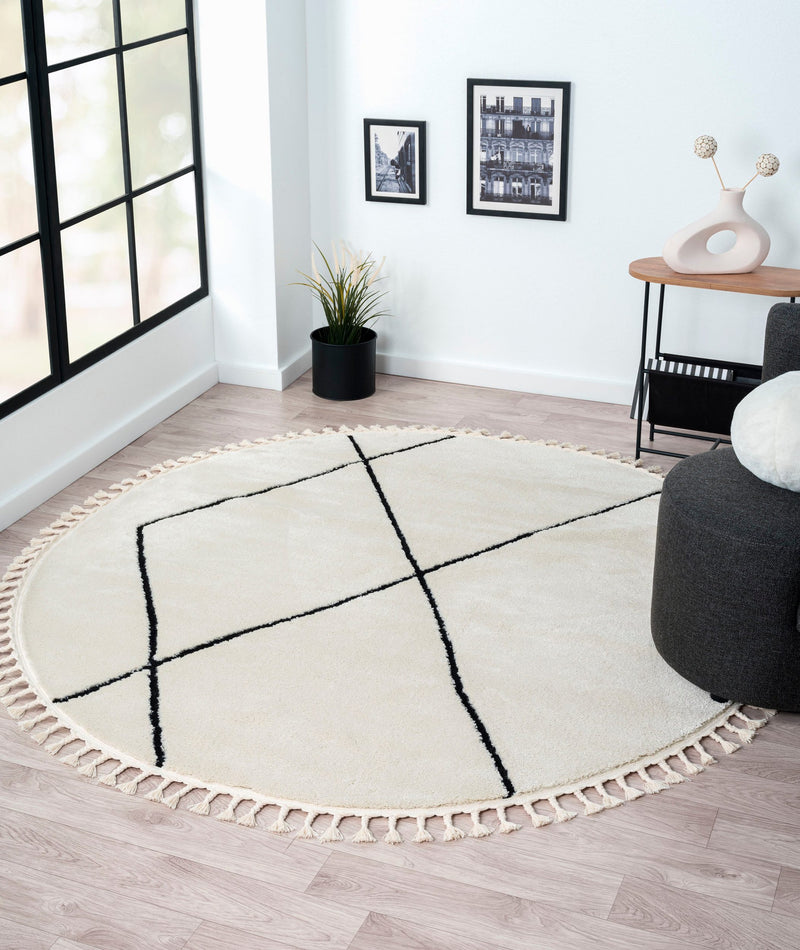 Covor rotund Shaggy Moroccan Signature, moale si pufos 140 cm - LunaHome.ro