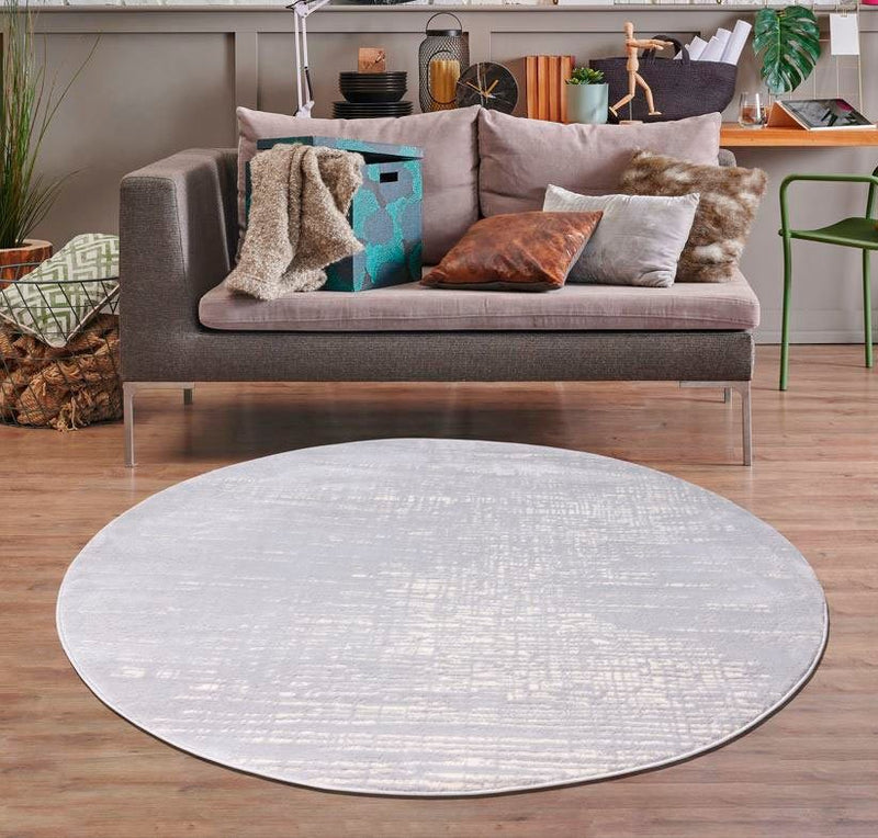 Covor rotund »Ariano« cu model vintage 3D,  modern, gri 140 cm - LunaHome.ro