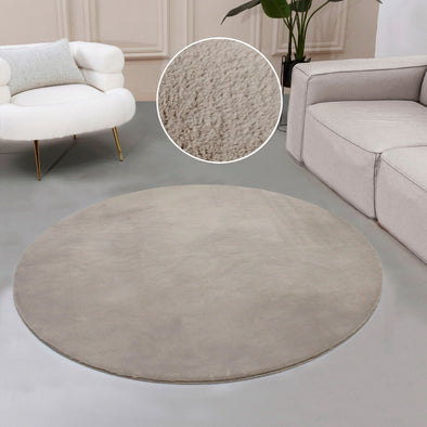 Covor rotund »Balu« cu textura de blana taupe, 180 cm - LunaHome.ro