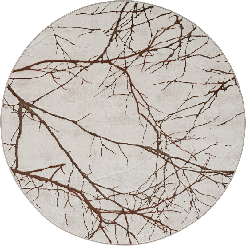 Covor rotund »Creation 50055« cu model 3D, elegant, crem 200 cm - LunaHome.ro