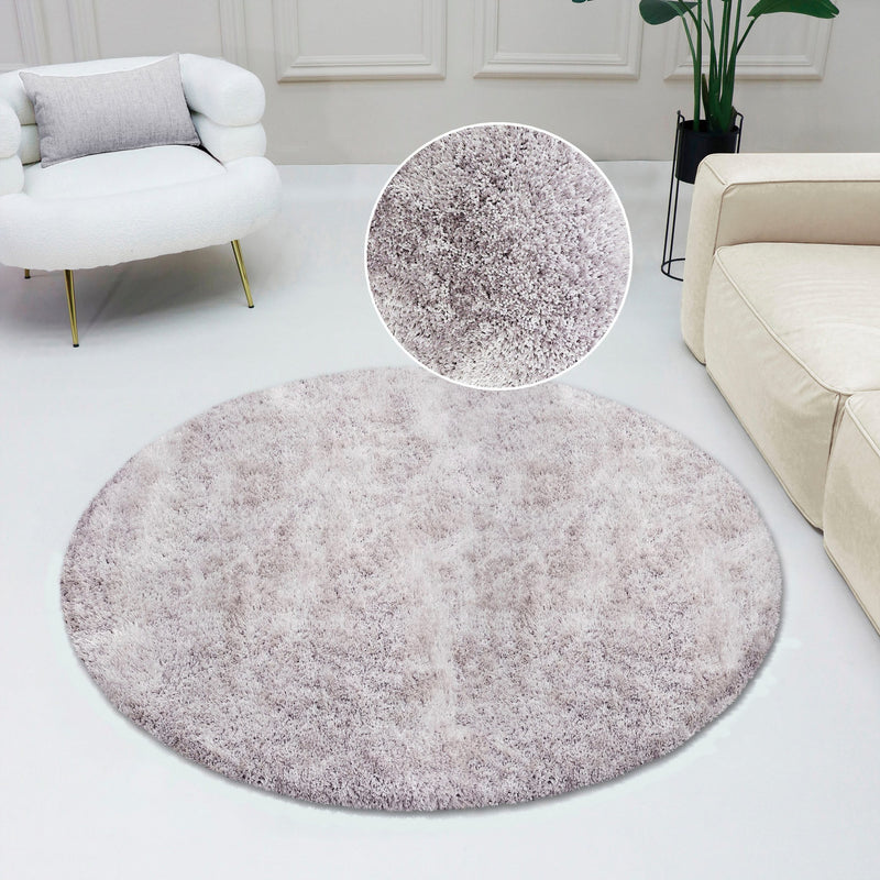 Covor rotund »Dana« moale si pufos, aspect stralucitor gri 140 cm - LunaHome.ro