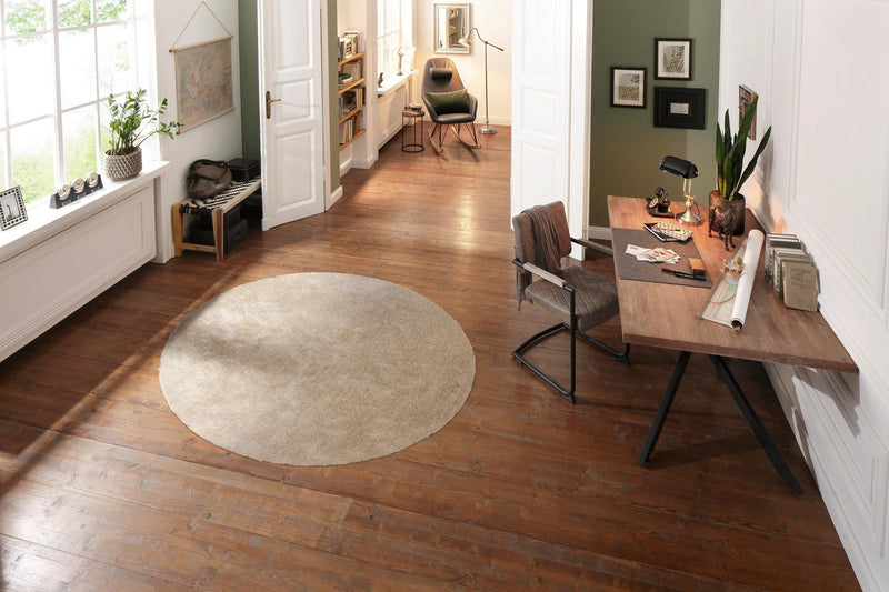 Covor rotund »Deman« foarte moale si pufos bej 190 cm diametru - LunaHome.ro
