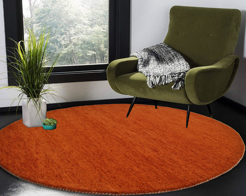 Covor rotund »Gabbeh uni« din lână pură terracotta, 190 cm - LunaHome.ro