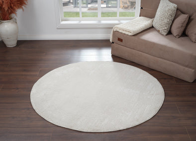 Covor rotund »Hamsa« cu aspect vintage, model 3D, crem 140 cm - LunaHome.ro