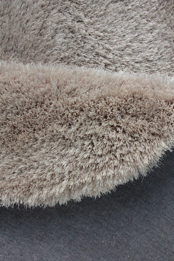 Covor rotund »Lagos« foarte moale si pufos culoare nisip 140 cm - LunaHome.ro