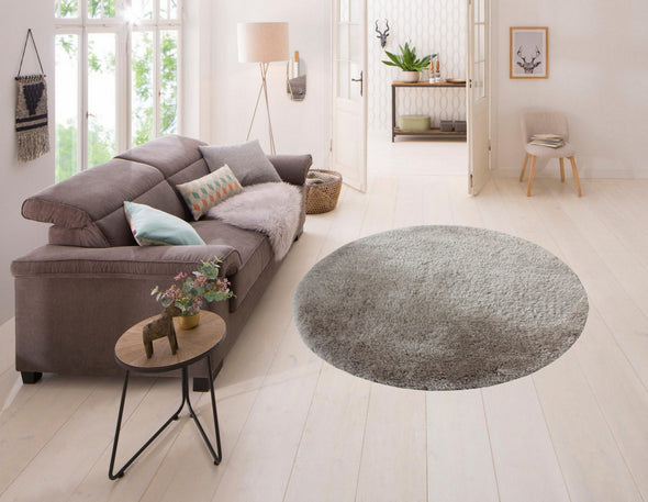 Covor rotund »Lagos« foarte moale si pufos culoare nisip 140 cm - LunaHome.ro