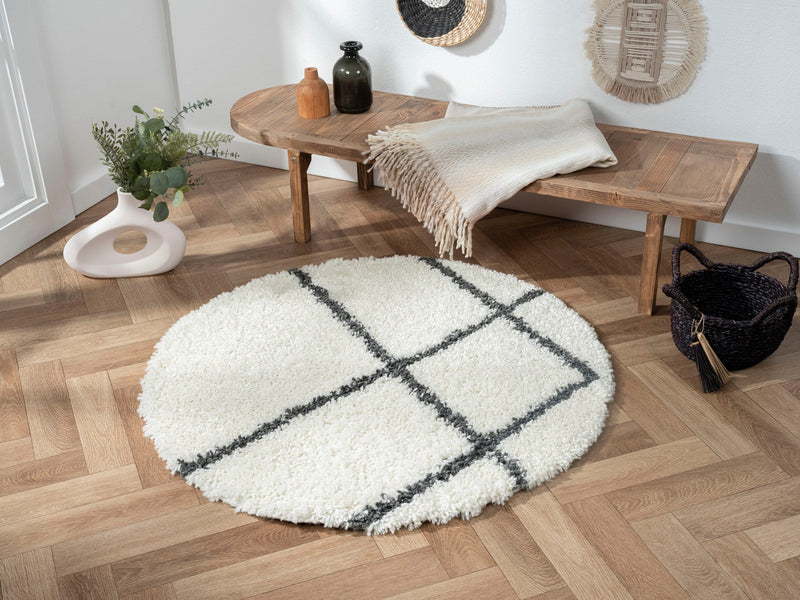 Covor rotund »My Shaggy Raute«, design scandi 100 cm diametru - LunaHome.ro