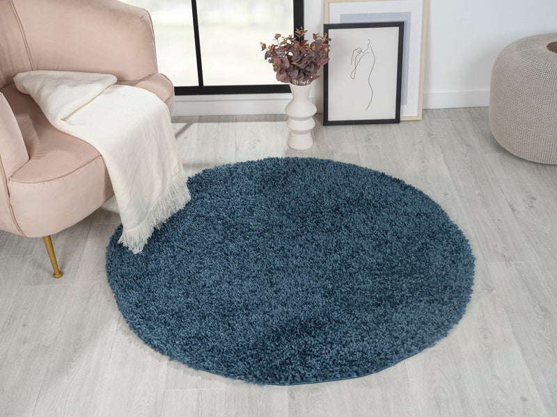 Covor rotund »My Shaggy« foarte pufos, albastru, 120 cm diametru - LunaHome.ro