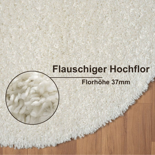 Covor rotund »My Shaggy« foarte pufos, crem 120 cm - LunaHome.ro