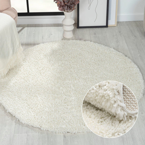 Covor rotund »My Shaggy« foarte pufos, crem 120 cm - LunaHome.ro