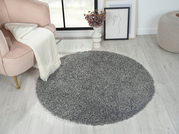 Covor rotund »My Shaggy« foarte pufos, gri 120 cm diametru - LunaHome.ro