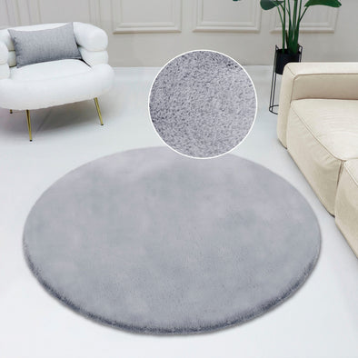 Covor rotund »Rabbit« cu textura de blana de iepure, gri 200 cm - LunaHome.ro