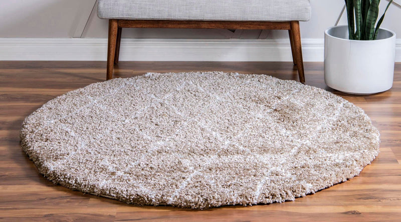 Covor rotund »Temara Shag« foarte pufos, maro 152 cm diametru - LunaHome.ro