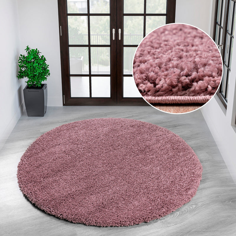 Covor rotund »Viva« cu fire lungi, pufos culoare liliac, 140 cm - LunaHome.ro
