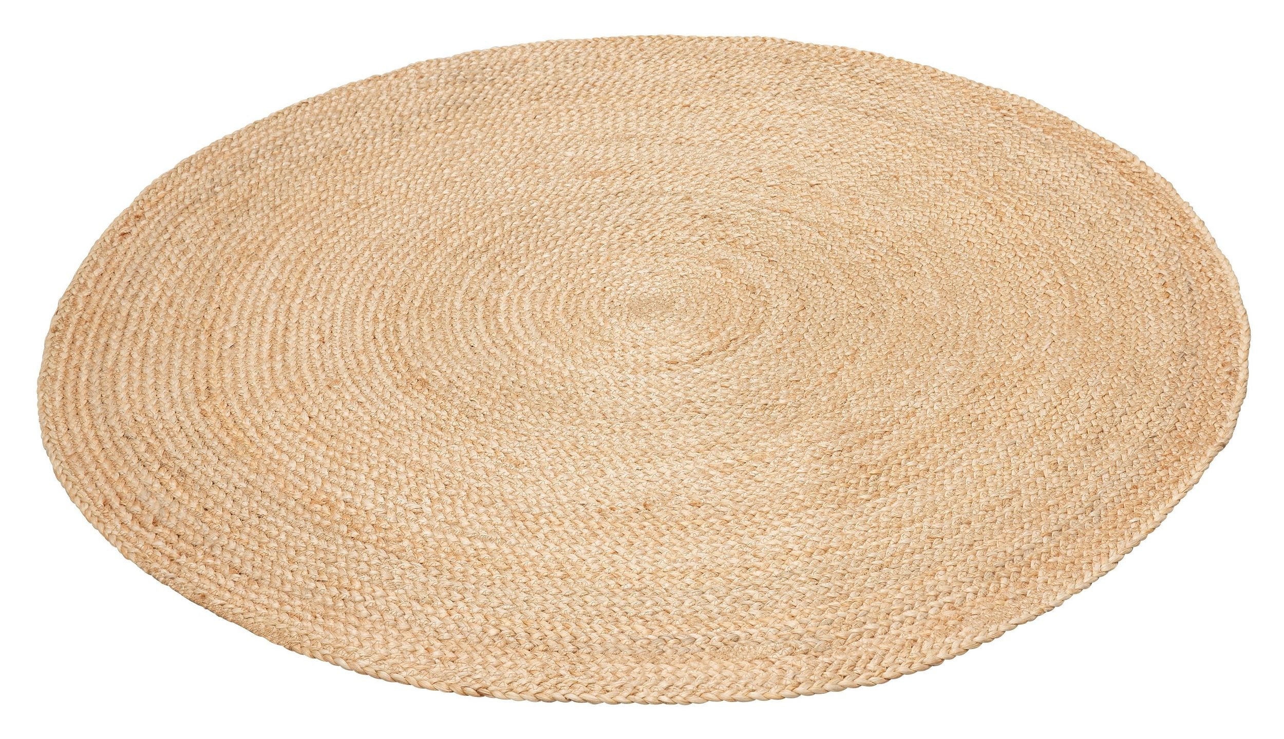 Covor rotund din iută lucrat manual stil Boho, reversibil, Naturala 150 ...