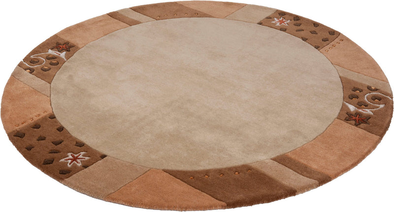 Covor rotund din lână »Royal Ganges« cu design modern, crem 200 cm - LunaHome.ro