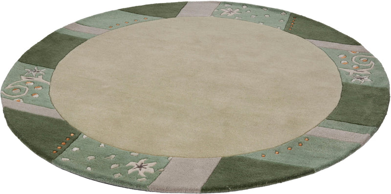 Covor rotund din lână »Royal Ganges« cu design modern, verde 150 cm - LunaHome.ro