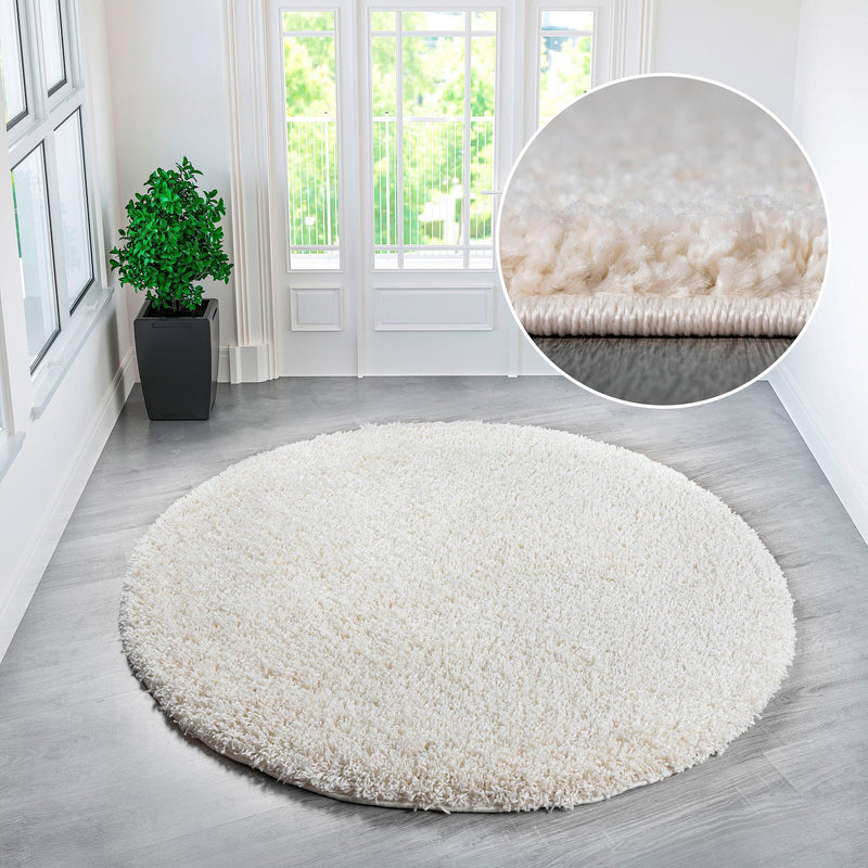 Covor rotund foarte pufos Shaggy 30 crem, 190 cm - LunaHome.ro