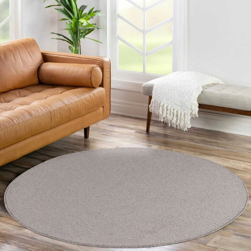 Covor rotund frisee cu fir scurt MALAGA bej 160 cm diametru - LunaHome.ro