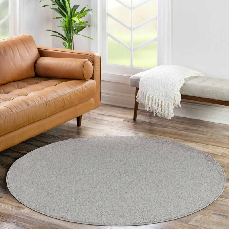 Covor rotund frisee cu fir scurt MALAGA crem 160 cm diametru - LunaHome.ro